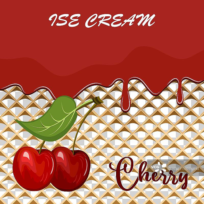 樱桃冰淇淋背景图片素材