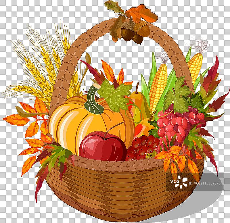 柳条篮子与南瓜图片素材