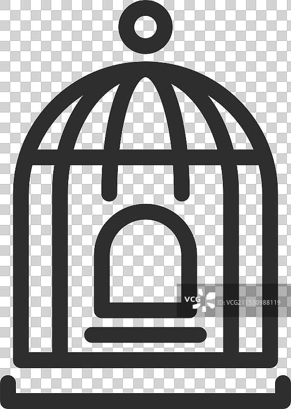 鸟笼图标 线性宠物鸟笼符号图片素材