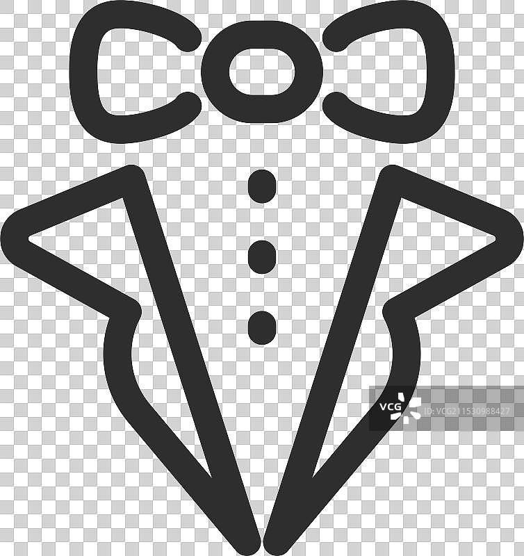 优雅男士的领结和礼服线条图标图片素材