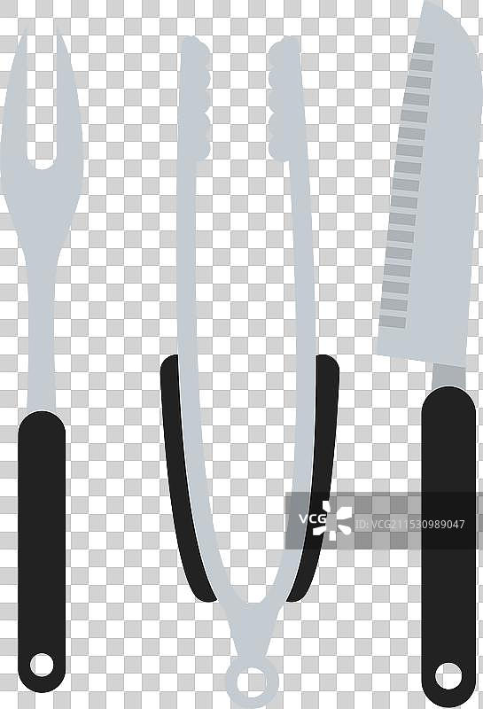 烧烤工具套装，叉子和刀子，彩色图标图片素材