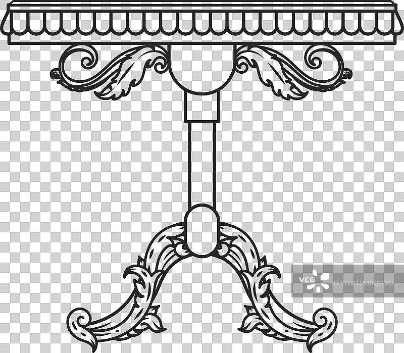 古老华丽的咖啡桌雕刻，优雅复古图片素材
