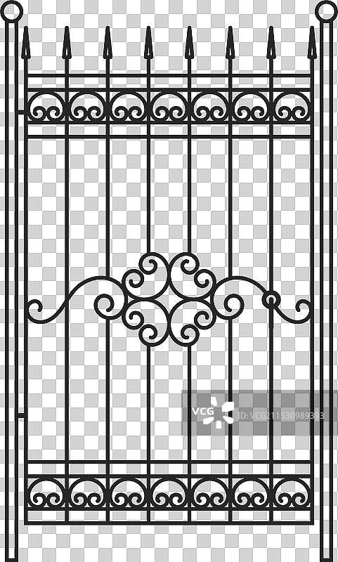 公园围栏复古街道铁栅栏图片素材