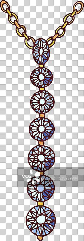 优雅璀璨的金链钻石吊坠图片素材