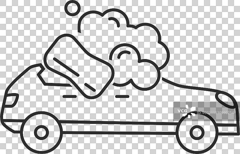 用海绵和泡沫洗车的线条图标图片素材