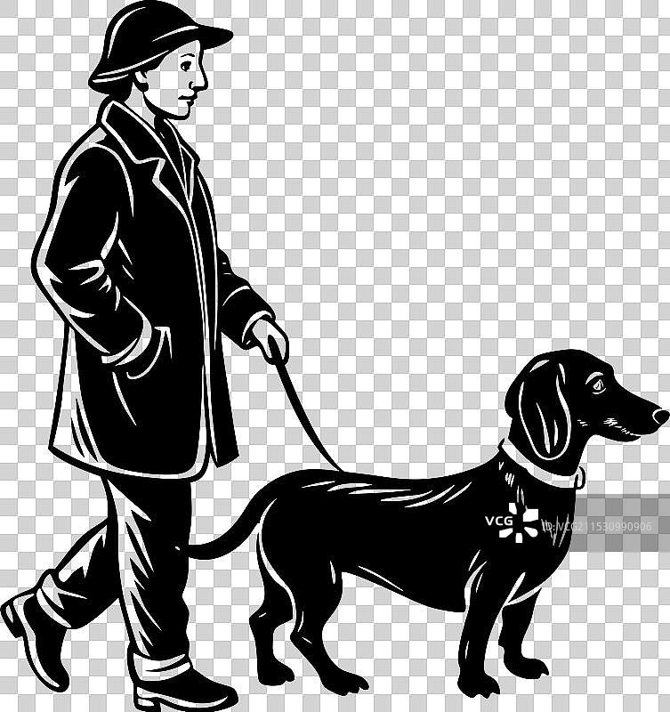 腊肠犬不同姿势的剪影设计图片素材