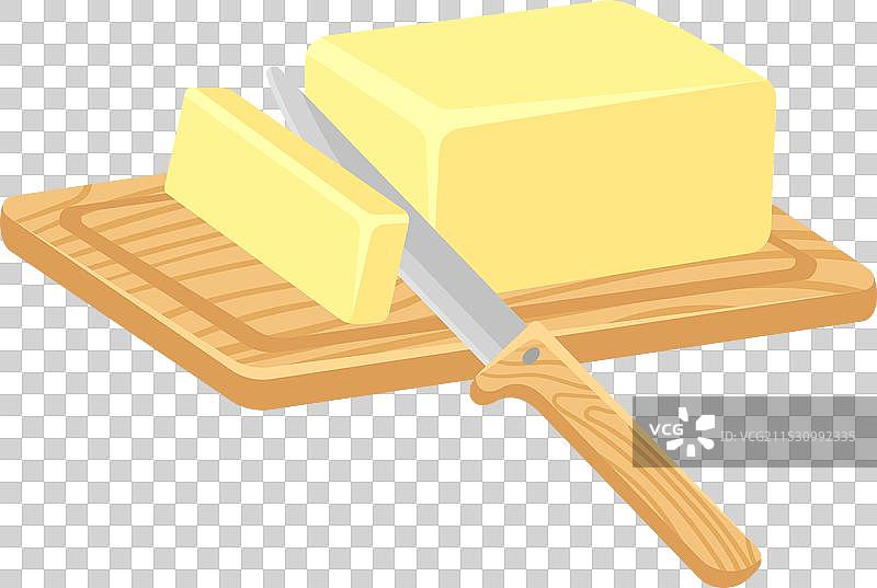 在木板上切割黄油的彩色图标图片素材