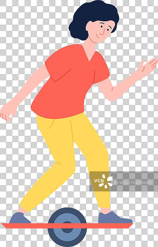 女性在城市中骑行平衡车图片素材