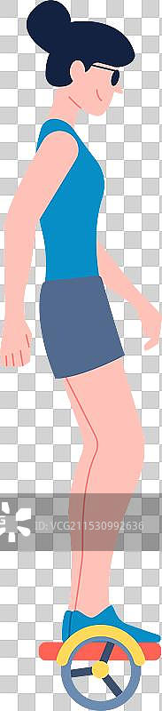 女性骑自平衡滑板车图片素材