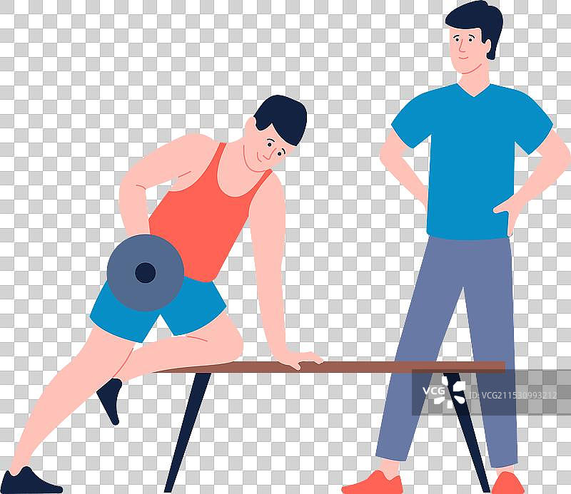 健身房里与私人教练一起训练的人图片素材