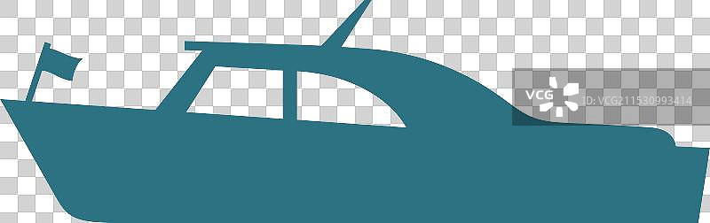 蓝色轮廓的摩托艇钓鱼船标志图片素材