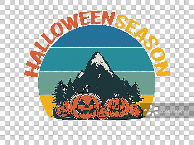 万圣节季节的南瓜T恤设计图片素材