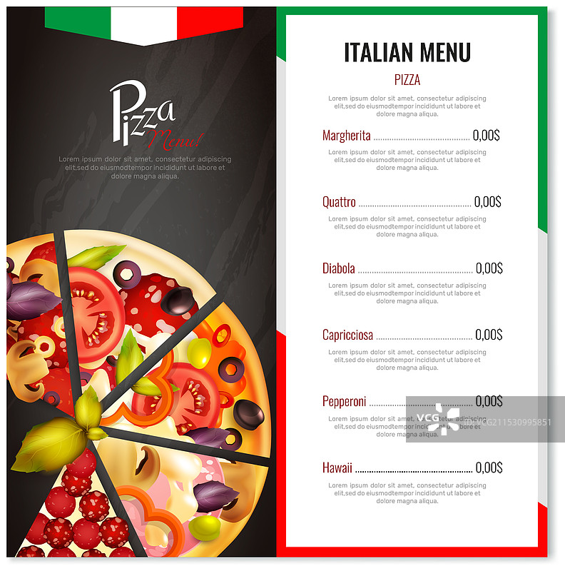 意大利披萨菜单设计图片素材