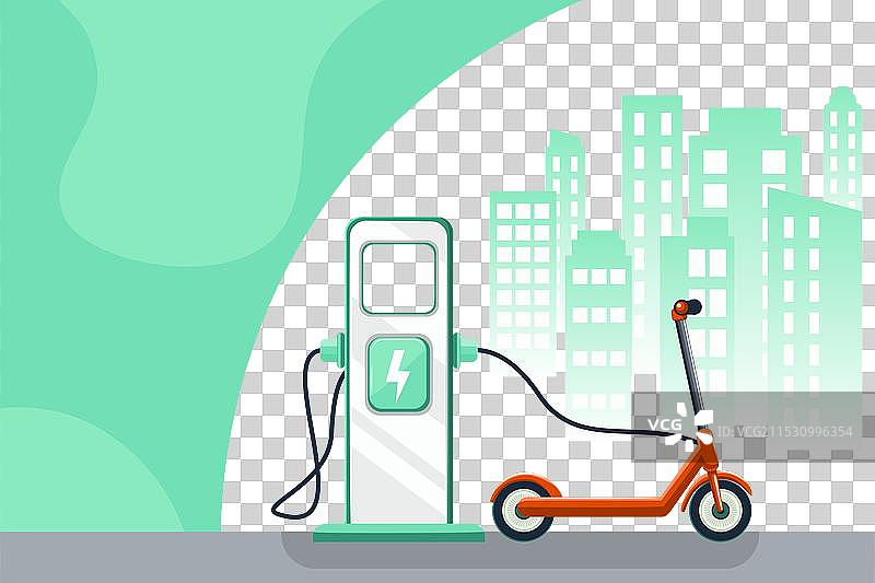 红色滑板车充电中图片素材