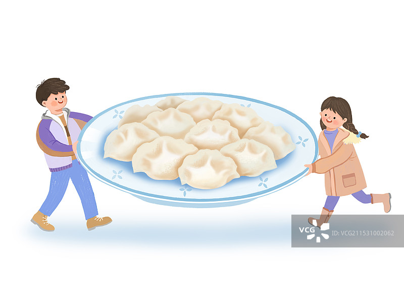 端着饺子的儿童图片素材