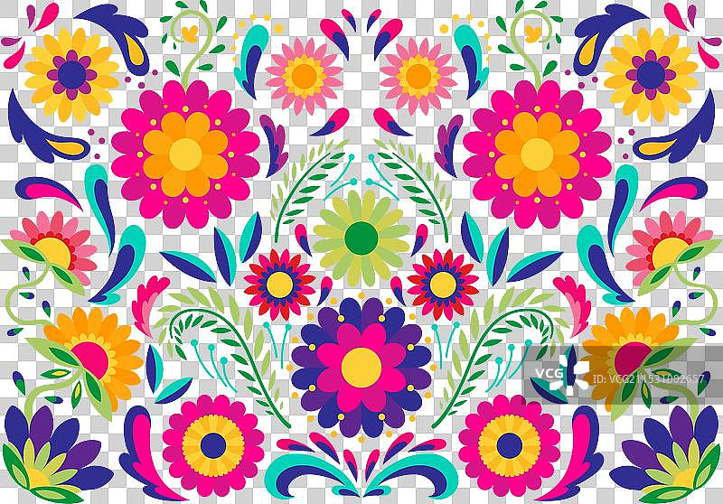 墨西哥传统花卉图案背景图片素材