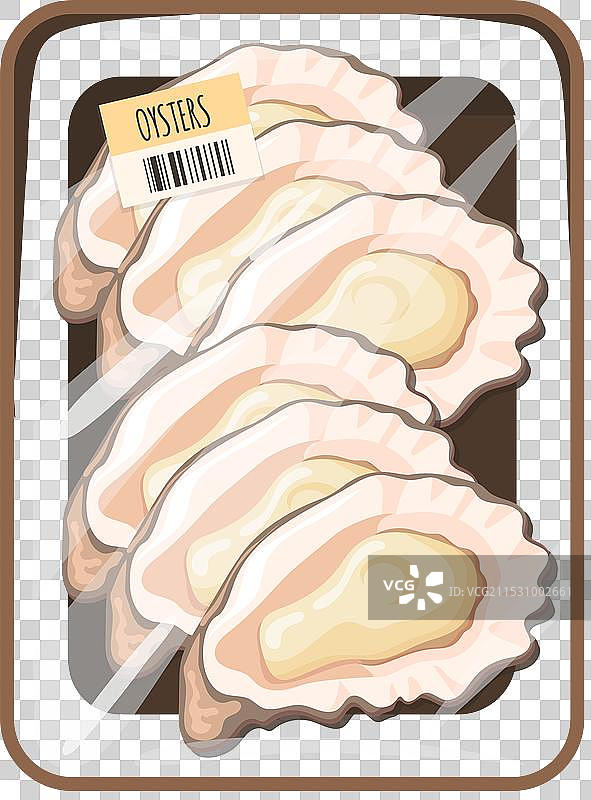 生蚝在塑料包装中的生海鲜图标图片素材