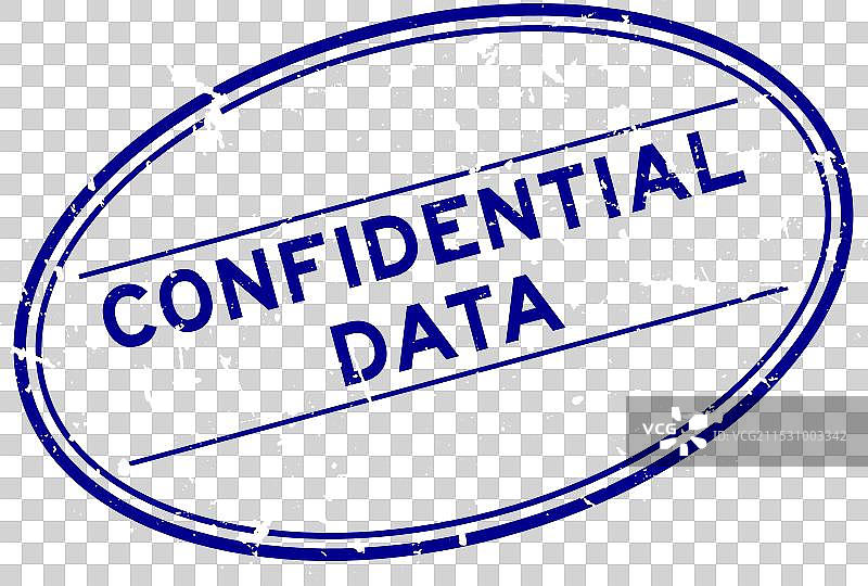 蓝色磨损的机密数据字样橡胶椭圆形印章图片素材