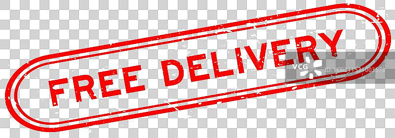 复古红色免费送货字样橡胶印章图片素材