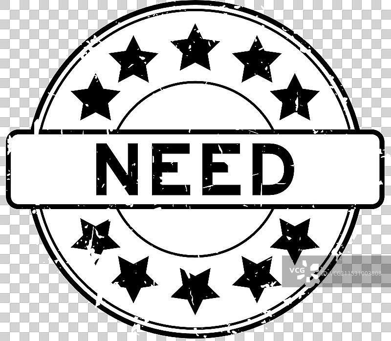 黑色磨损风格的文字与星形图标圆形设计图片素材