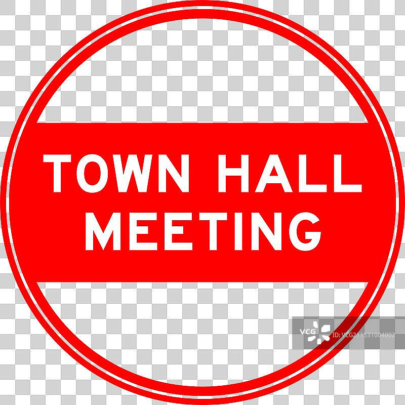 红色圆形印章贴纸，上面写着“市政厅”图片素材