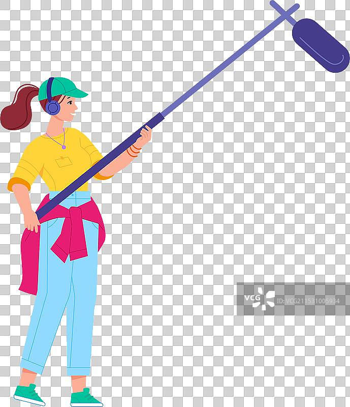 电影拍摄团队角色，女性持有图片素材