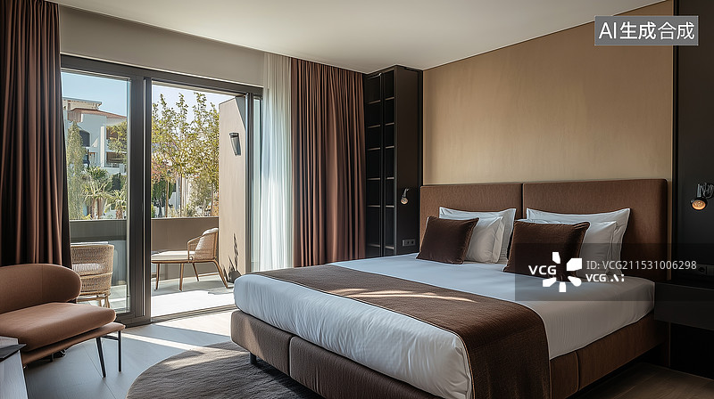【AI数字艺术】现代极简家居卧室场景图片素材