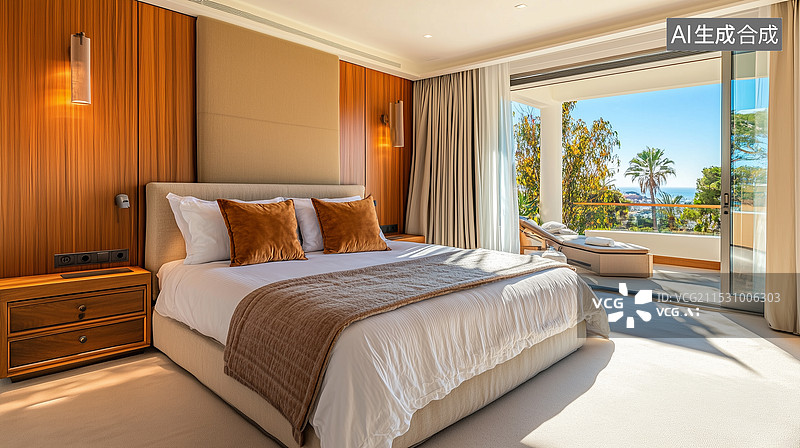 【AI数字艺术】现代极简家居卧室场景图片素材