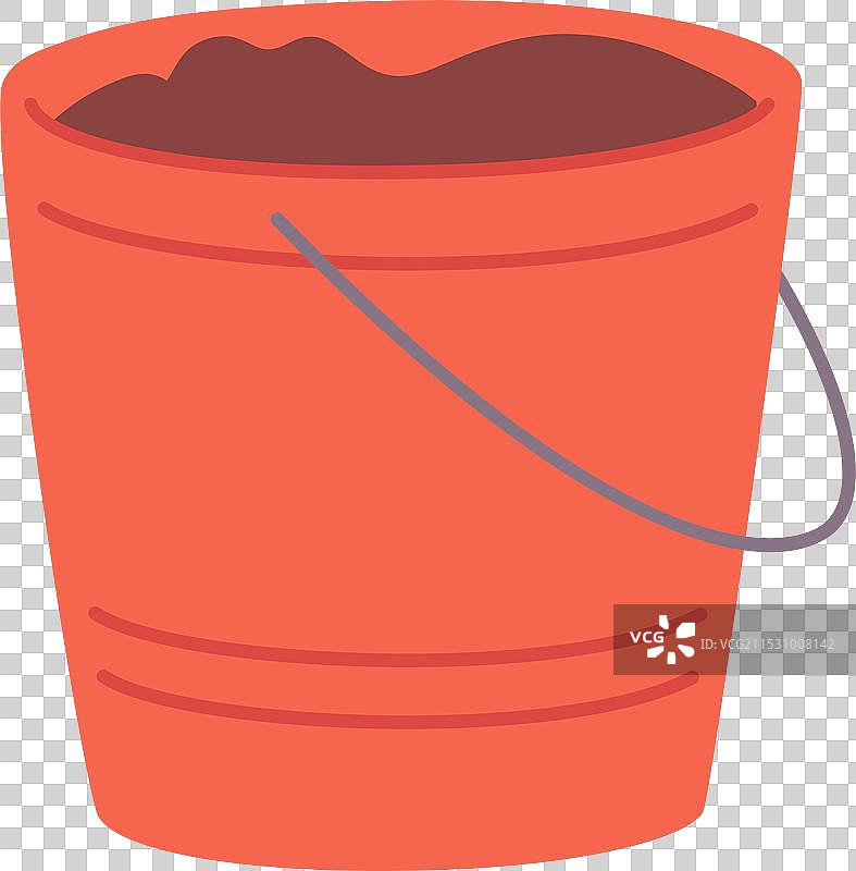 装满土壤的红色桶，农业耕作图片素材