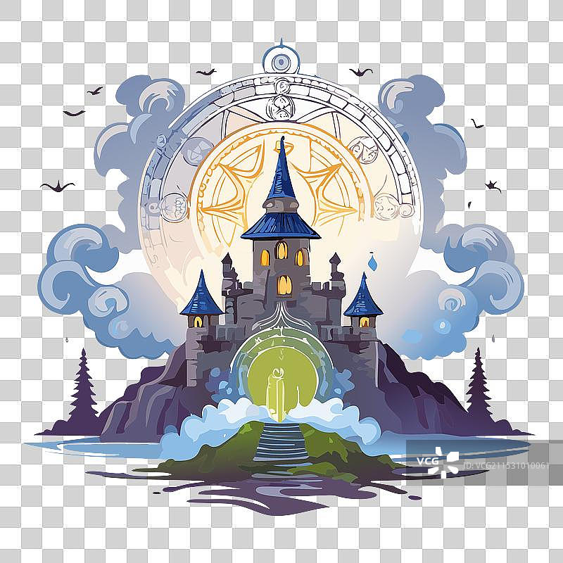 海上宫殿的童话城堡幻想图片素材