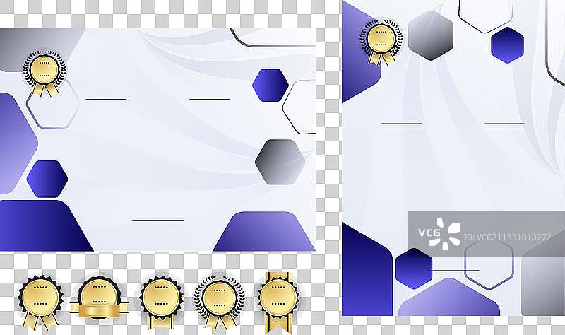 蓝色和紫色的紫罗兰证书设计图片素材