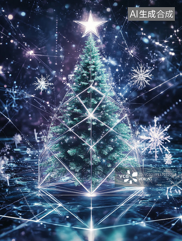 【AI数字艺术】科幻风格的圣诞树图片素材