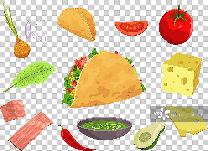 玉米饼夹生菜的塔可图片素材