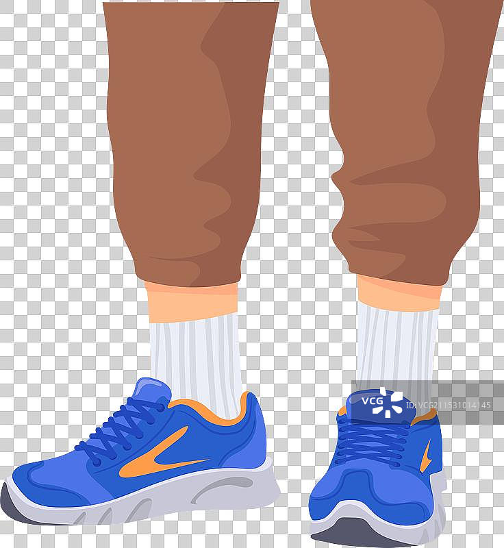 穿着运动鞋的男性腿部卡通形象图片素材