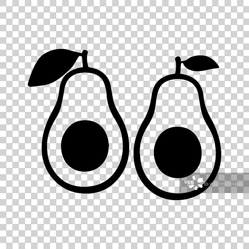 牛油果水果剪影艺术作品，背景为白色图片素材