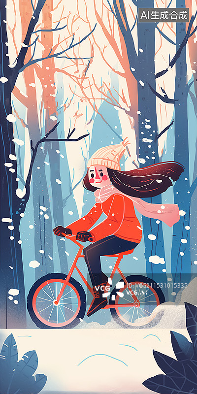 【AI数字艺术】冬天24节气小雪风景插画图片素材