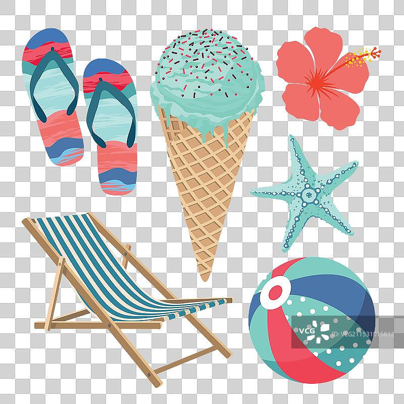 海滩元素套装图片素材