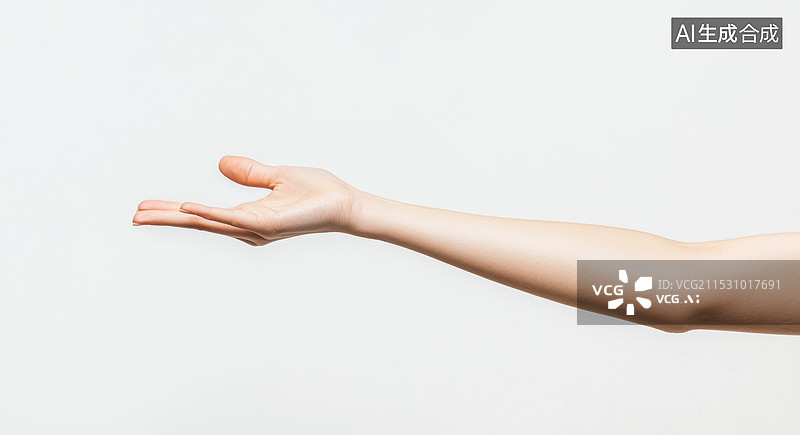 【AI数字艺术】一只手，手掌朝上，手指微微弯曲，似乎在做着某种手势或动作。图片素材