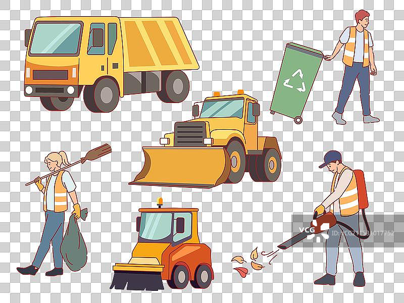 街道清扫机清理城市垃圾图片素材