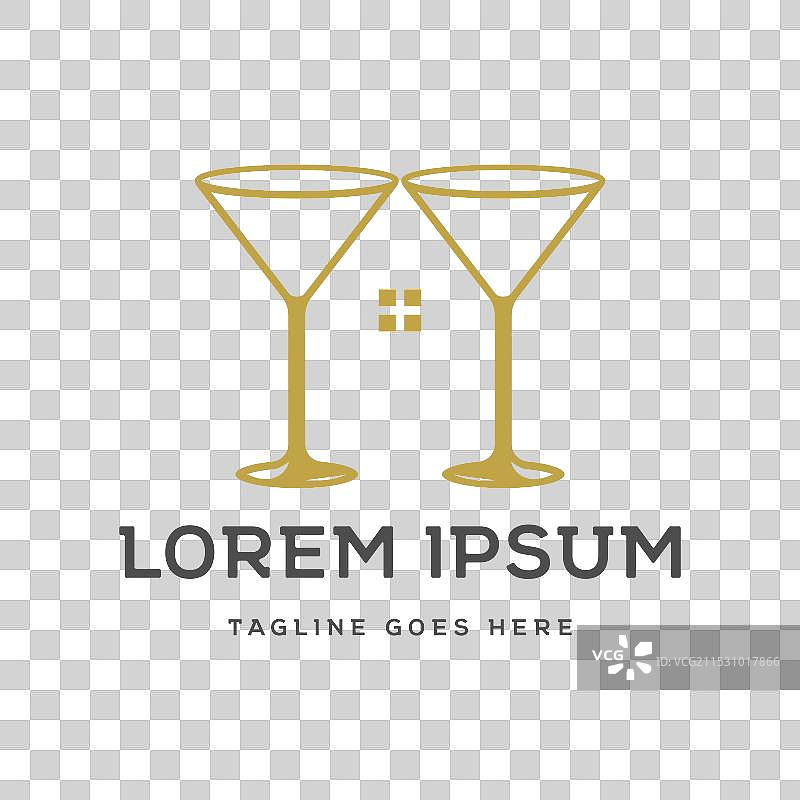 简单极简风格的两只双子马提尼酒杯图片素材
