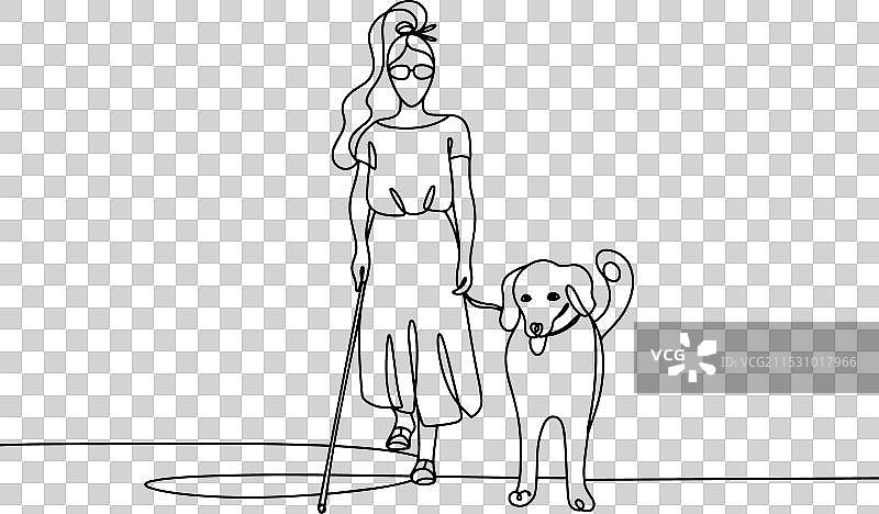 盲人女性与导盲犬图片素材