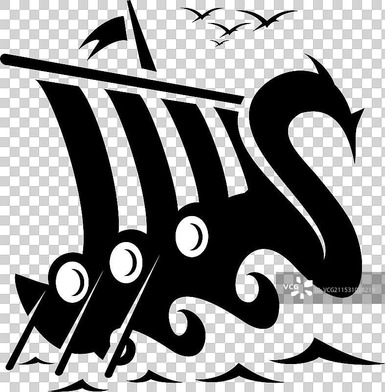 黑色维京船图片素材