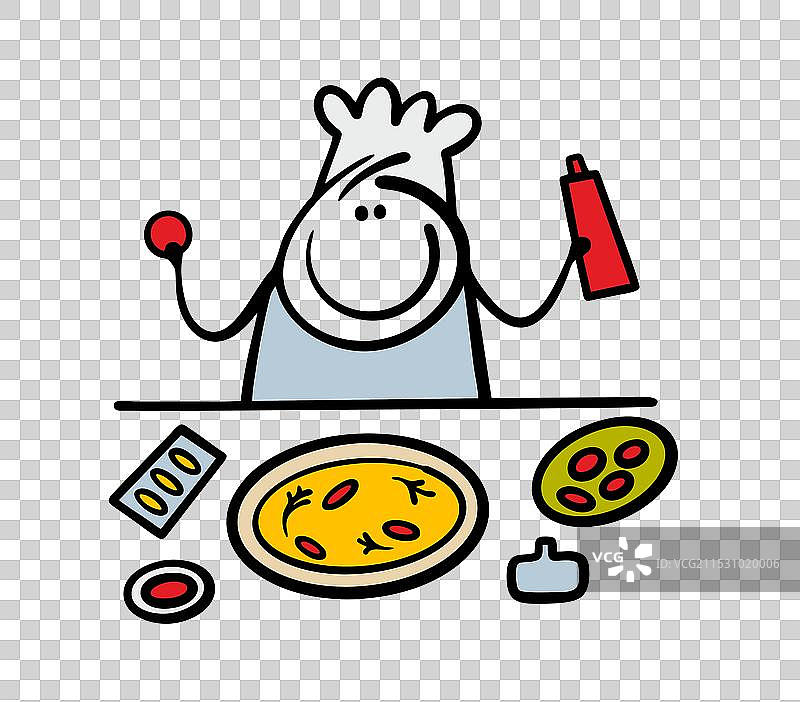 快乐的厨师在咖啡馆或餐厅工作图片素材