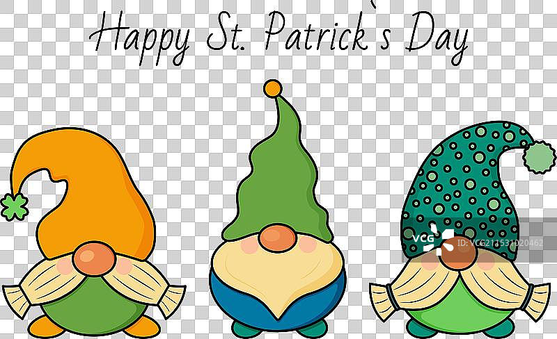 三个圣帕特里克节的爱尔兰侏儒和小精灵图片素材