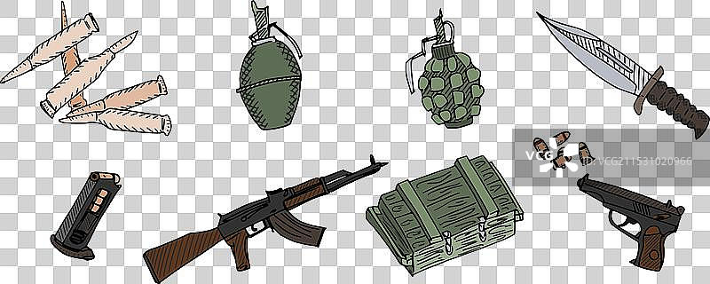 彩色涂鸦武器，经典军用武器新款图片素材