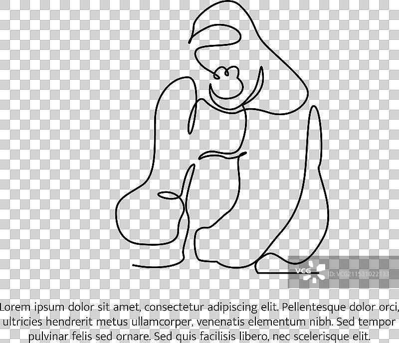 简单的动物轮廓设计：大猩猩线条图片素材