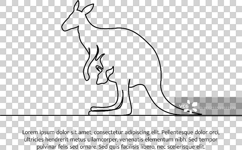 袋鼠线条设计简单动物轮廓图片素材