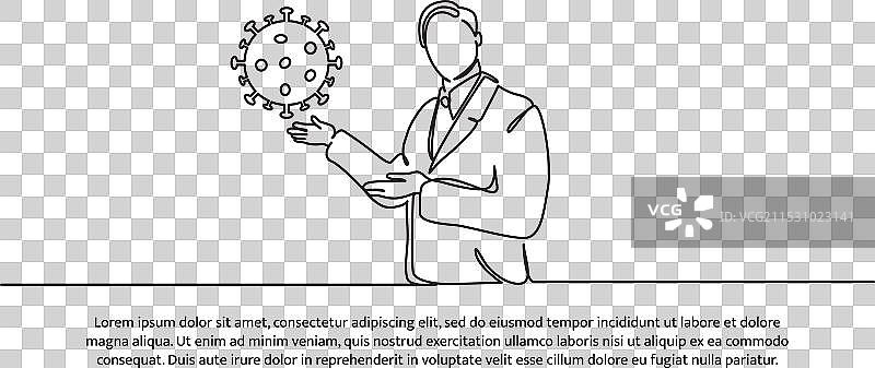 简单的连续线条设计，描绘一个站立的男人图片素材