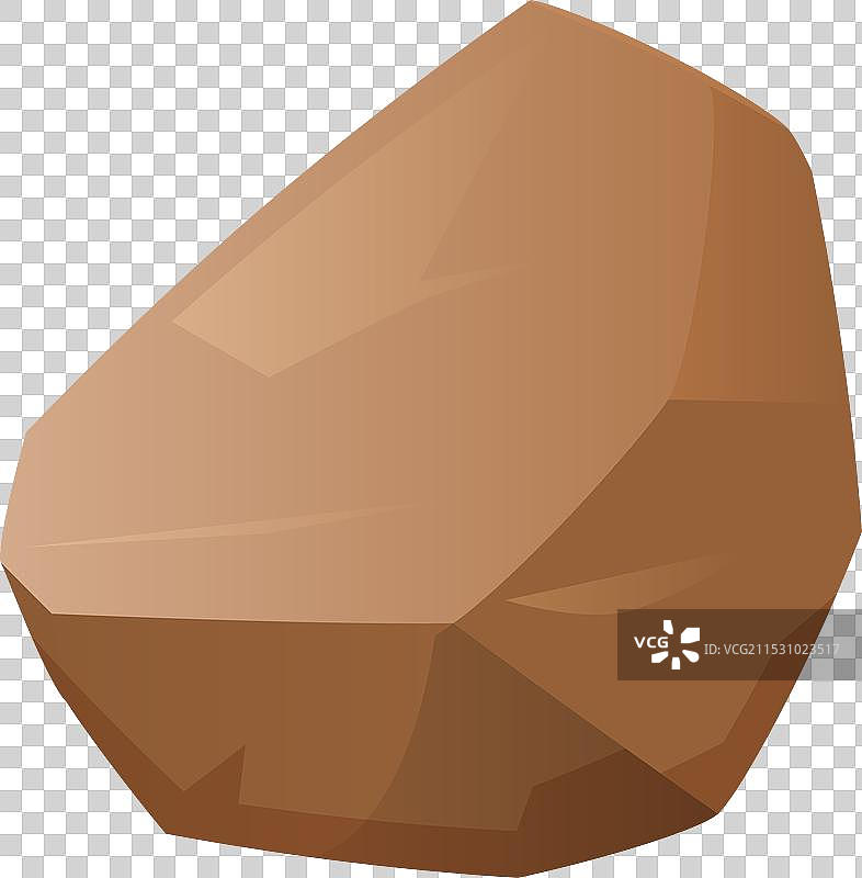 孤立的棕色石头卡通风格图片素材