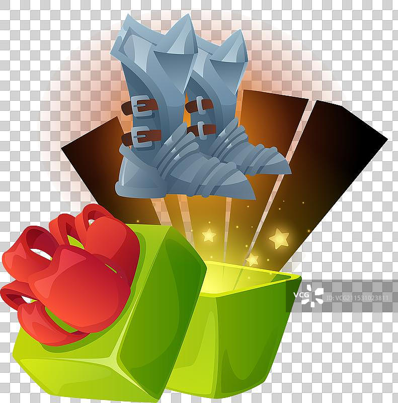 靴子从礼品盒中飞出 游戏设计图片素材